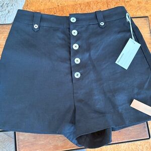 Reformation Black High Waist Button Shorts